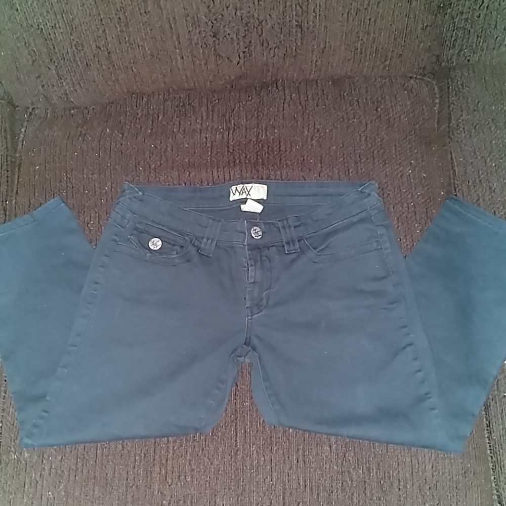 Wax denim pedal pushers